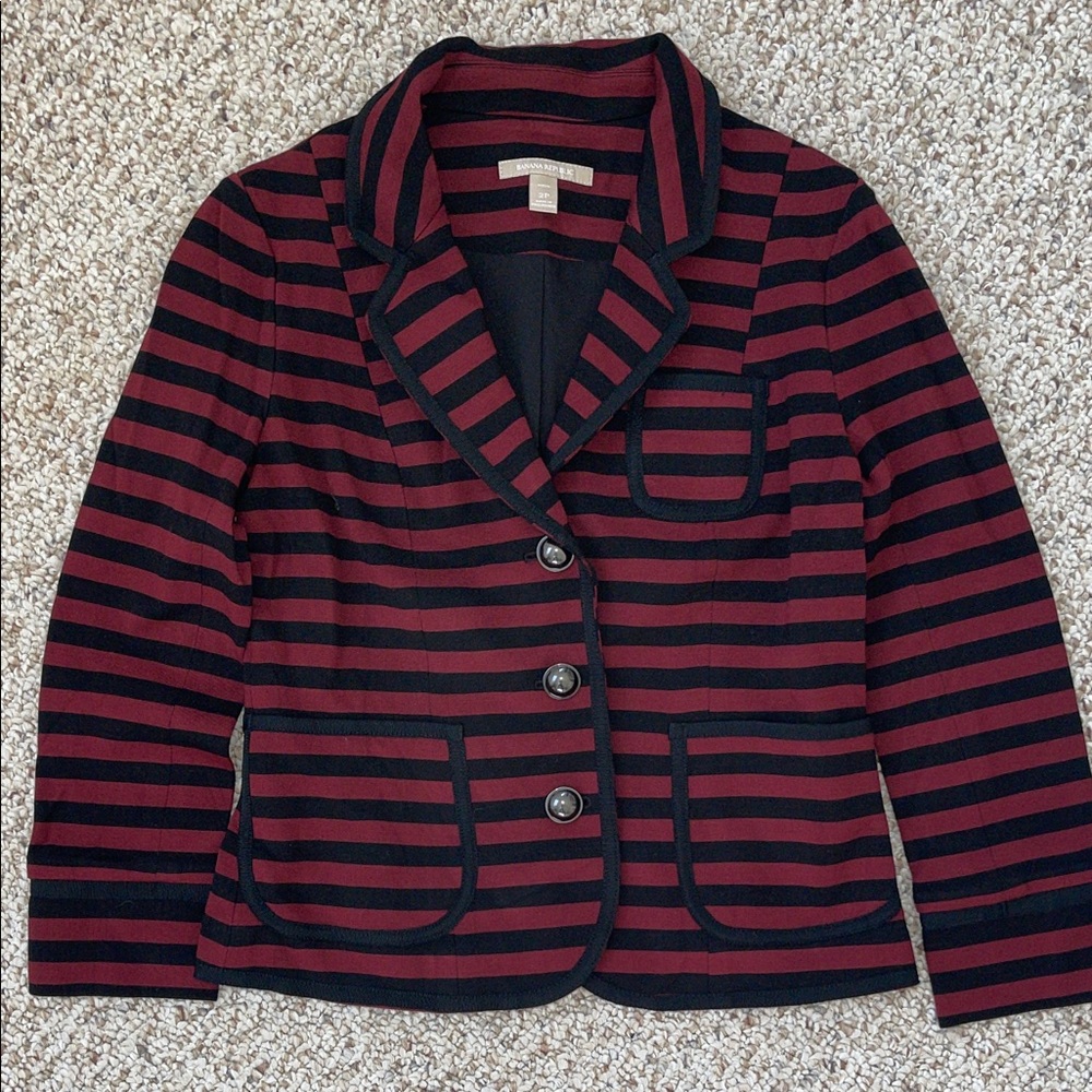 Banana Republic Red and Black Striped Blazer